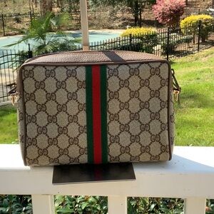 Gucci Cream and Brown Messenger Bag with GG Monogram